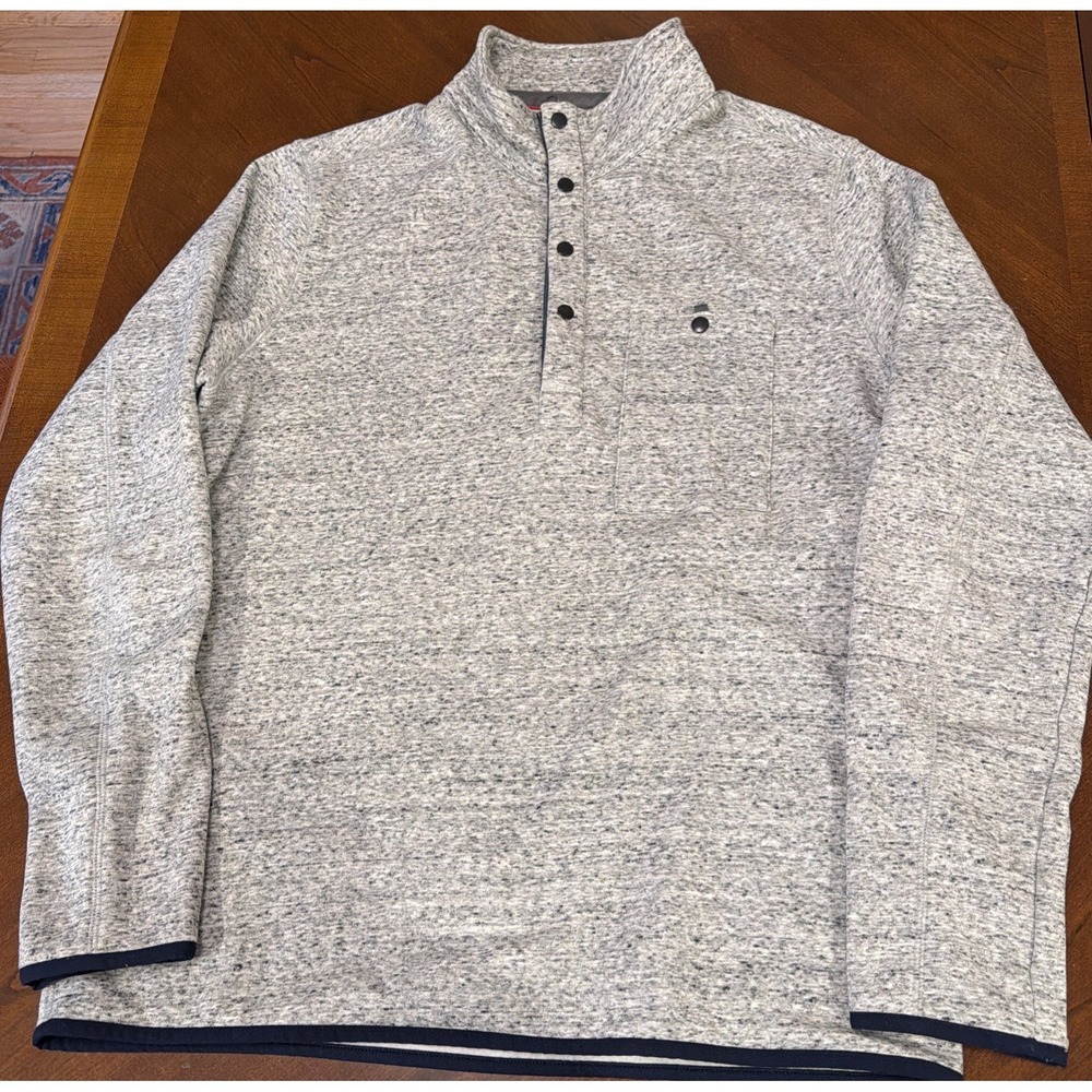 Relwen Sweater Mens Large Gray Stretch Snap Long Sleeve Pullover 1/4 Quarter Zip